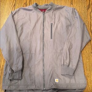 Carhartt Ripstop Full Zip Jacket Mens S Purple Grey Scrub Pockets Workwear Logo